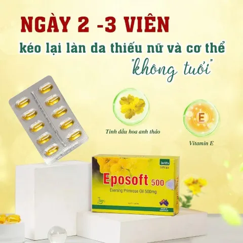 [CHÍNH HÃNG] Viên Uống Tinh Dầu Hoa Anh Thảo Eposoft 500 (Hộp 30 Viên)