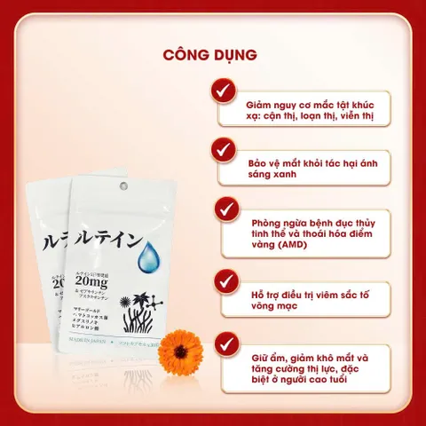 [CHÍNH HÃNG] Viên Uống Bổ Mắt LUTEIN Nhật Bản – Giảm Mỏi Mắt, Bảo Vệ Thị Lực Trước Ánh Sáng Xanh (Hộp 30 Viên)