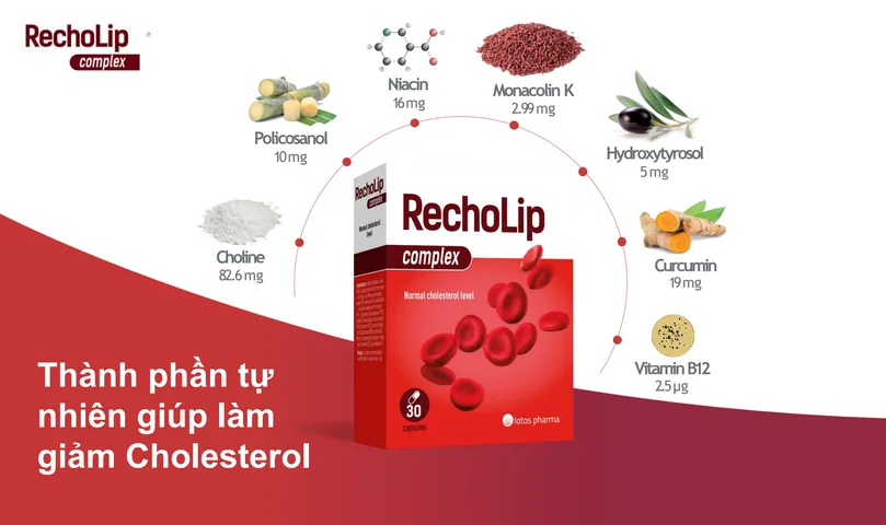 RECHOLIP COMPLEX - Viên Uống Hỗ Trợ Giảm Mỡ Máu, Hạ Cholesterol & Bảo Vệ Gan, Hộp 30 viên, Việt Nam