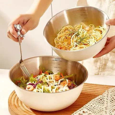 Âu trộn inox 304 cao cấp Uyiku đa năng có vạch chia dung tích size 19/22/24 cm