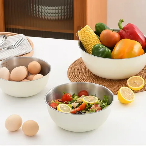 Âu trộn inox 304 cao cấp Uyiku đa năng có vạch chia dung tích size 19/22/24 cm