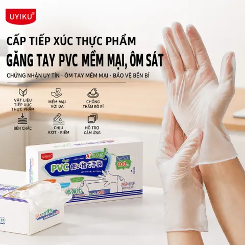 [HỘP 100] Găng tay cao su PVC Uyiku Nhật Bản siêu dai đa năng cao cấp