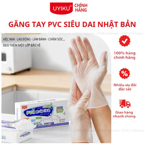 [HỘP 100] Găng tay cao su PVC Uyiku Nhật Bản siêu dai đa năng cao cấp