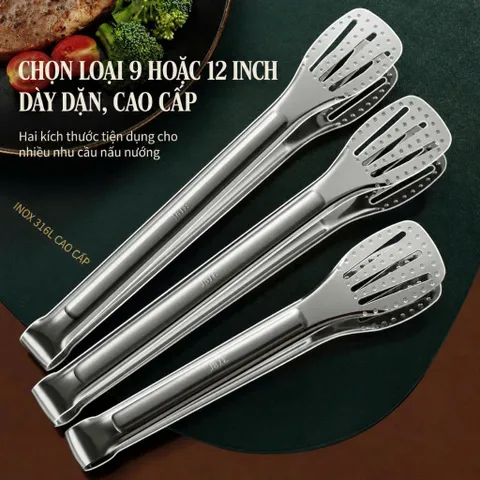 Kẹp thức ăn inox 316 cao cấp nhập khẩu chống trượt 29cm