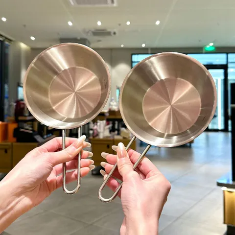 Chảo mini inox 304 Uyiku cao cấp size 14cm- Nồi nấu mì có quai chống nóng 500ml