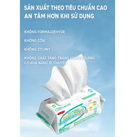 [GÓI 80] Khăn ướt cho bé sợi thực vật mềm mịn Uu-moonma nhập khẩu cao cấp