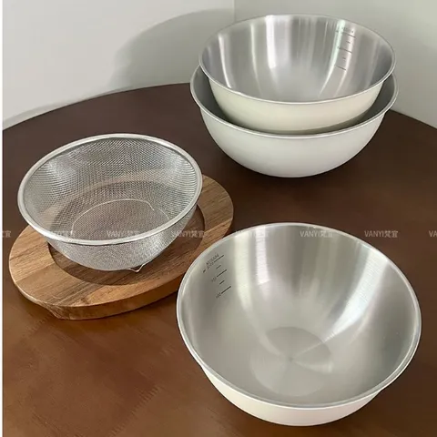 Âu trộn inox 304 cao cấp Uyiku đa năng có vạch chia dung tích size 19/22/24 cm