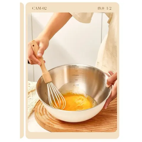 Âu trộn inox 304 cao cấp Uyiku đa năng có vạch chia dung tích size 19/22/24 cm
