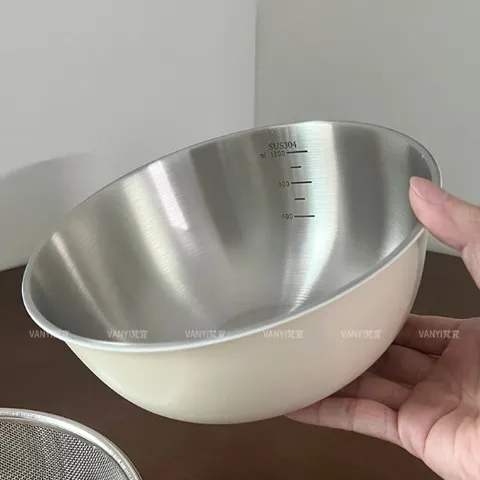 Âu trộn inox 304 cao cấp Uyiku đa năng có vạch chia dung tích size 19/22/24 cm