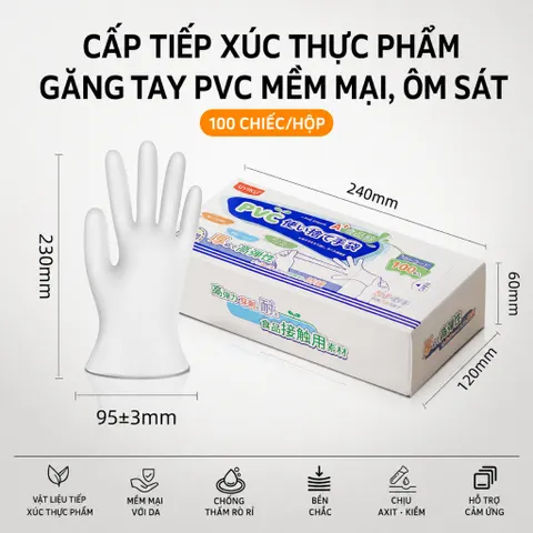 [HỘP 100] Găng tay cao su PVC Uyiku Nhật Bản siêu dai đa năng cao cấp