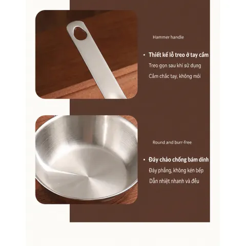 Chảo inox 316 cao cấp nguyên khối Uyiku chống dính tự thân