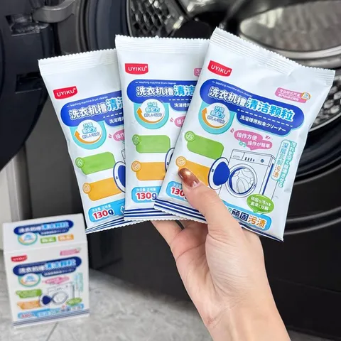 Bột tẩy lồng máy giặt Uyiku Nhật Bản không cần ngâm, diệt khuẩn sạch cặn hộp 3 túi 130g