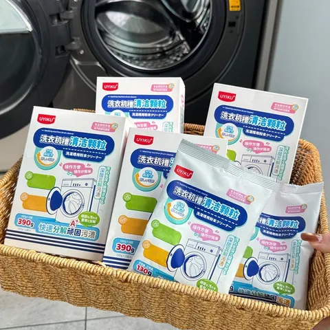 Bột tẩy lồng máy giặt Uyiku Nhật Bản không cần ngâm, diệt khuẩn sạch cặn hộp 3 túi 130g