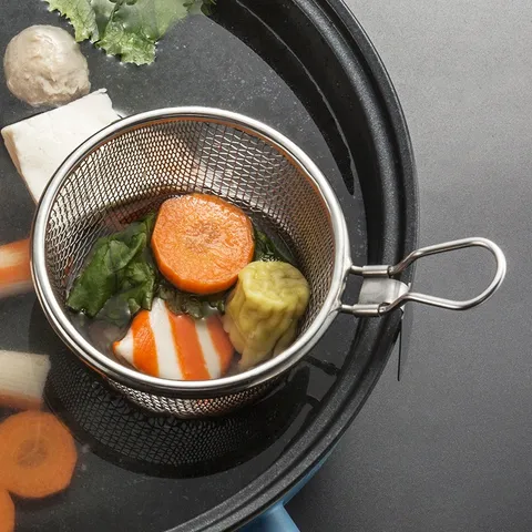 Rổ nhúng lẩu inox UYIKU Nhật Bản cao cấp không gỉ, có tay cầm chống nóng