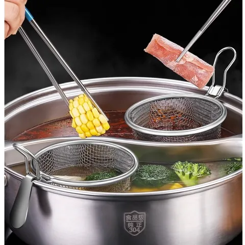 Rổ nhúng lẩu inox UYIKU Nhật Bản cao cấp không gỉ, có tay cầm chống nóng