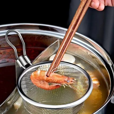 Rổ nhúng lẩu inox UYIKU Nhật Bản cao cấp không gỉ, có tay cầm chống nóng