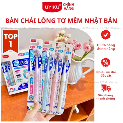 Bàn chải đánh răng lông tơ mềm UYIKU Nhật Bản kháng khuẩn, bảo vệ nướu