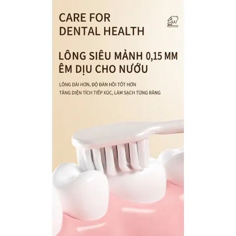 Bàn chải đánh răng lông tơ mềm UYIKU Nhật Bản kháng khuẩn, bảo vệ nướu