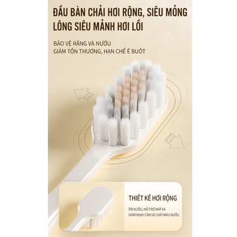 Bàn chải đánh răng lông tơ mềm UYIKU Nhật Bản kháng khuẩn, bảo vệ nướu