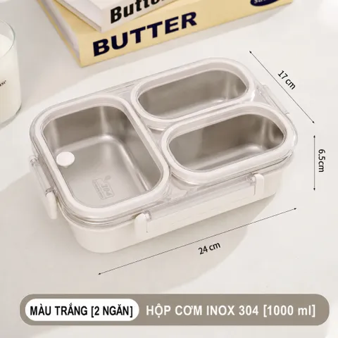 Hộp cơm giữ nhiệt inox 304 Uyiku cao cấp chia ngăn chống tràn, dùng được lò vi sóng