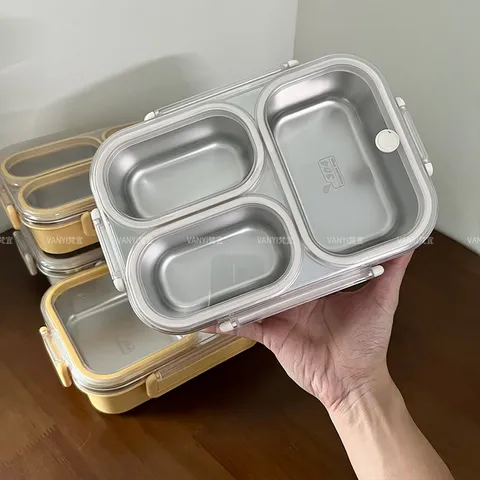 Hộp cơm giữ nhiệt inox 304 Uyiku cao cấp chia ngăn chống tràn, dùng được lò vi sóng