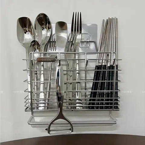 Ống đựng đũa Uyiku inox 304 cao cấp 3 ngăn có khay hứng nước