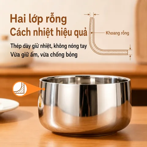 Bát ăn cho bé inox 316 cao cấp Uyiku 3 lớp chống nóng, chống rơi vỡ