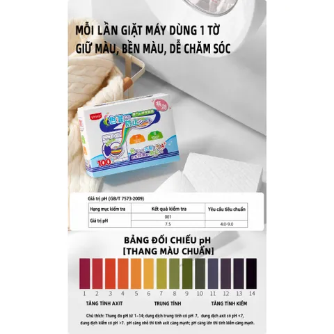 [HỘP 100 TỜ] Giấy hút màu quần áo Uyiku Nhật Bản chống loang màu khi giặt