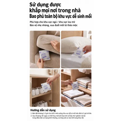 Túi thảo mộc đuổi bọ ve, bọ mạt, rệp giường Uyiku Nhật Bản 6 gói/hộp