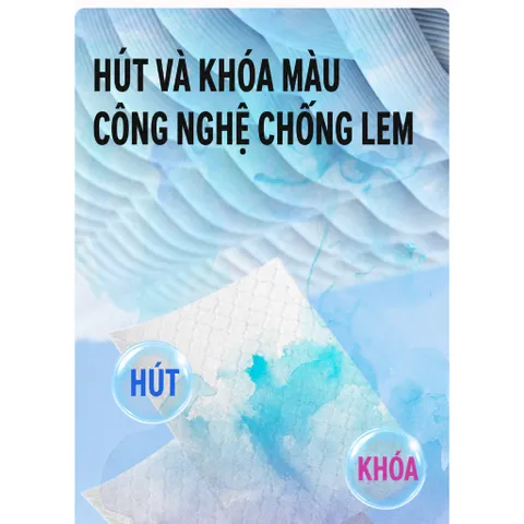 [HỘP 100 TỜ] Giấy hút màu quần áo Uyiku Nhật Bản chống loang màu khi giặt
