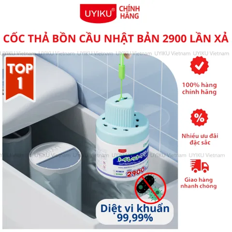 Cốc thả bồn cầu UYIKU Nhật Bản tan chậm - Diệt 99,9% vi khuẩn, làm sạch, khử mùi hôi tới 2900 lần xả