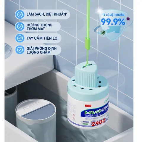 Cốc thả bồn cầu UYIKU Nhật Bản tan chậm - Diệt 99,9% vi khuẩn, làm sạch, khử mùi hôi tới 2900 lần xả