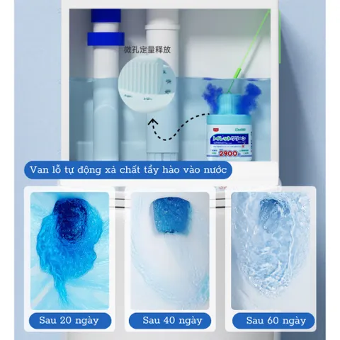 Cốc thả bồn cầu UYIKU Nhật Bản tan chậm - Diệt 99,9% vi khuẩn, làm sạch, khử mùi hôi tới 2900 lần xả