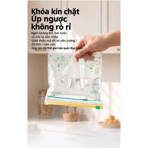 Túi Zip Đựng Thực Phẩm Uyiku Nhật Bản Khóa Kéo Chắc Chắn, Siêu Dày Size L / M