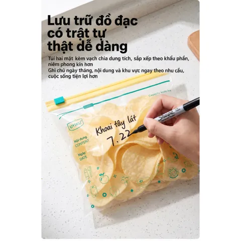 Túi Zip Đựng Thực Phẩm Uyiku Nhật Bản Khóa Kéo Chắc Chắn, Siêu Dày Size L / M