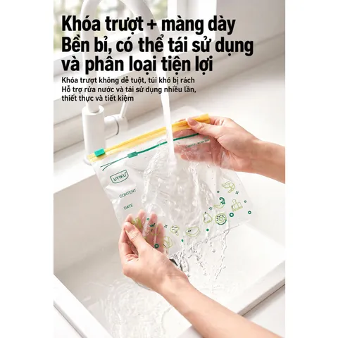 Túi Zip Đựng Thực Phẩm Uyiku Nhật Bản Khóa Kéo Chắc Chắn, Siêu Dày Size L / M