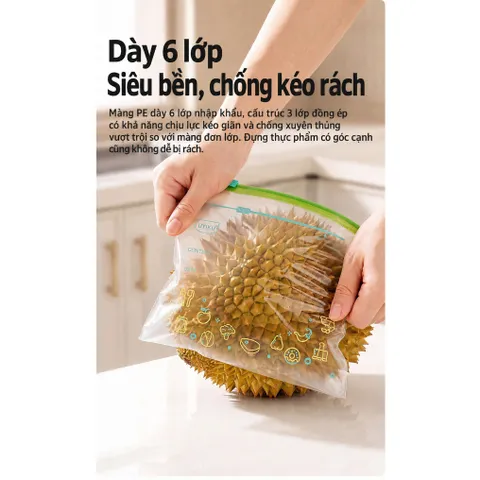 Túi Zip Đựng Thực Phẩm Uyiku Nhật Bản Khóa Kéo Chắc Chắn, Siêu Dày Size L / M