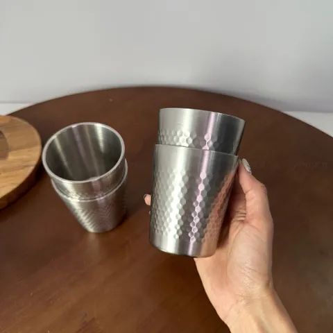 Cốc nước inox 304 Uyiku cao cấp 2 lớp vân tổ ong chống trượt