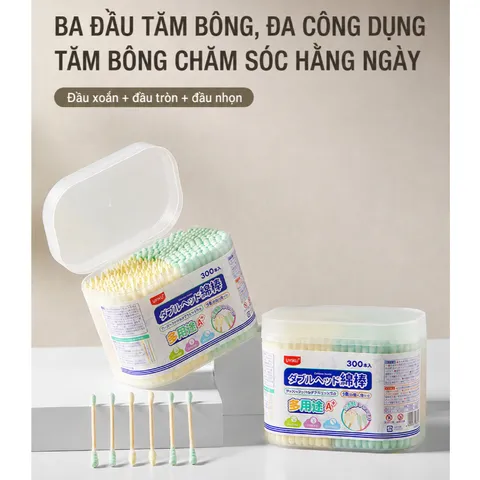 Tăm bông đa năng Uyiku Nhật Bản kháng khuẩn cao cấp hộp 300 que