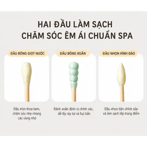 Tăm bông đa năng Uyiku Nhật Bản kháng khuẩn cao cấp hộp 300 que