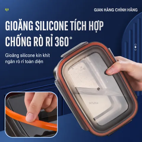 Hộp đựng thực phẩm Inox 304 Uyiku cao cấp có nắp đậy kín nhiều kích cỡ