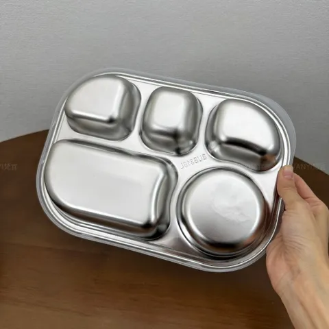 Khay ăn cho bé inox 316L Uyiku cao cấp kháng khuẩn chia ngăn tiện lợi