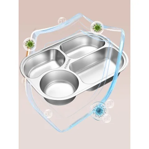 Khay ăn cho bé inox 316L Uyiku cao cấp kháng khuẩn chia ngăn tiện lợi