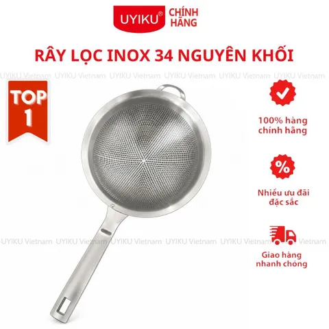 Rây lọc inox 304 nguyên khối cao cấp có tay cầm, lọc cháo, lọc bột đa năng