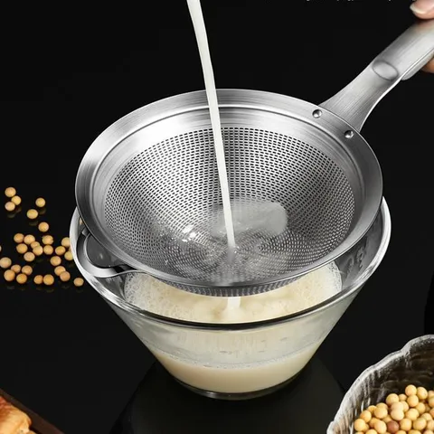 Rây lọc inox 304 nguyên khối cao cấp có tay cầm, lọc cháo, lọc bột đa năng