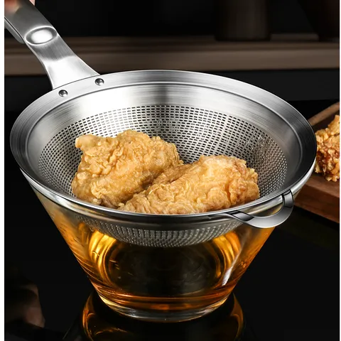Rây lọc inox 304 nguyên khối cao cấp có tay cầm, lọc cháo, lọc bột đa năng
