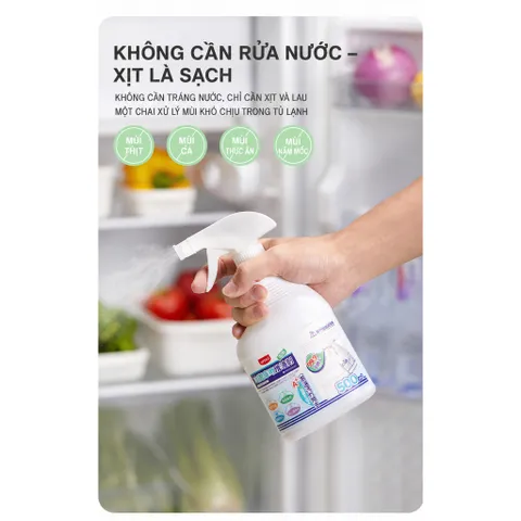 Chai xịt vệ sinh tủ lạnh UYIKU Nhật Bản hương chanh khử mùi hôi, khử khuẩn 500ML