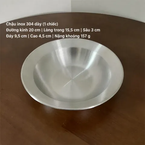 Đĩa sâu lòng inox 304 cao cấp sang trọng, bo viền dày dặn chống hoen gỉ size 20cm