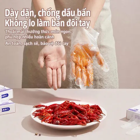 Găng tay TPE dùng 1 lần siêu dai UYIKU Nhật Bản đa năng không bột, an toàn, tiện lợi hộp 100 cái
