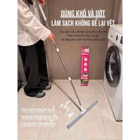 Cây gạt nước sàn nhà Nhật Bản lưỡi silicone 50cm đa năng tay cầm inox chắc chắn